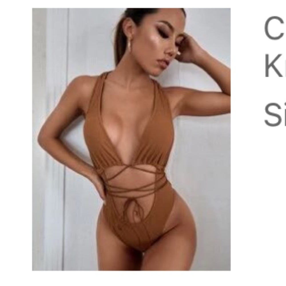 CRISS CROSS BROWN BODYSUIT